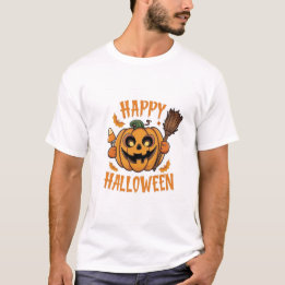 Halloween Vibes, Brooms, Candy Corn, and Pumpkin T-Shirt