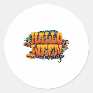Halloween vibes   classic round sticker