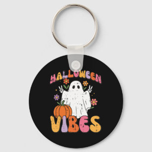Halloween Vibes Ghost Peace Costume Groovy Women G Key Ring