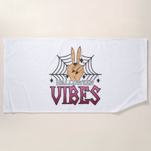 Halloween Vibes, Halloween, Scary, Costume Beach Towel