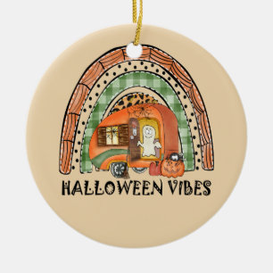 Halloween Vibes – Orange Rainbow Ceramic Tree Decoration