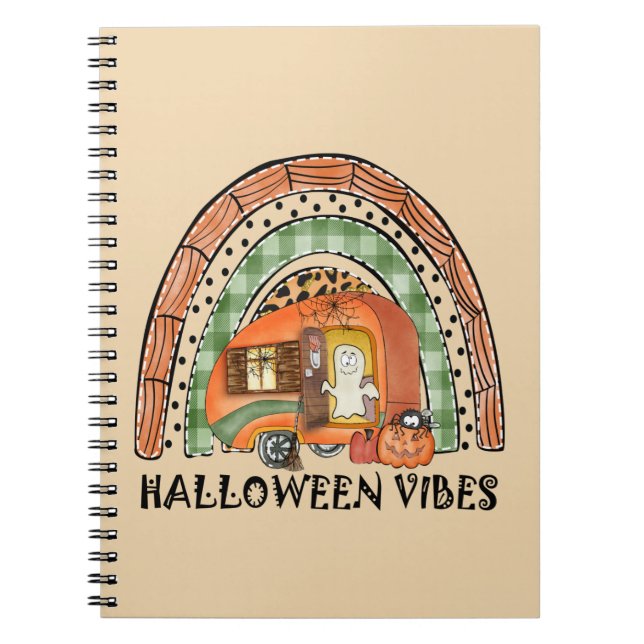 Halloween Vibes – Orange Rainbow Notebook (Front)