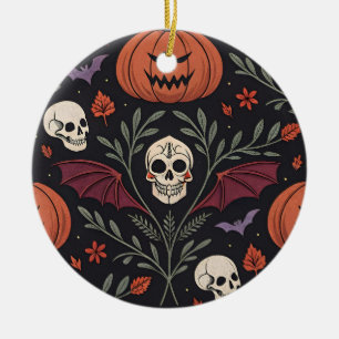Halloween Vibes Pattern Ceramic Tree Decoration