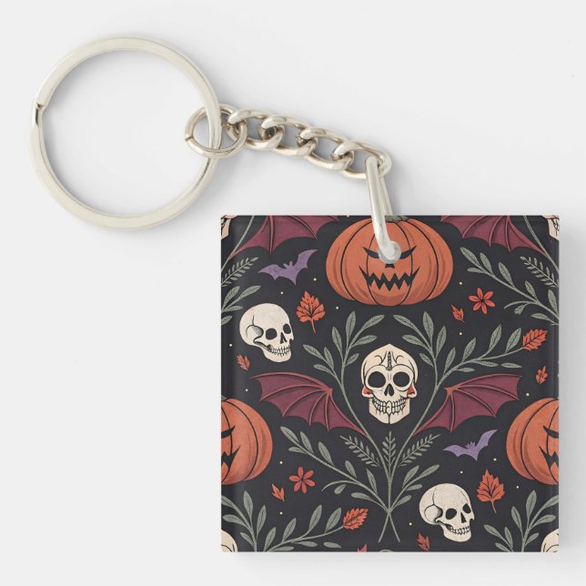 Halloween Vibes Pattern Key Ring (Front)