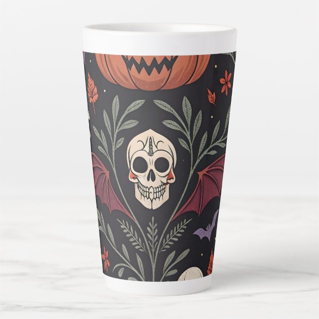 Halloween Vibes Pattern Latte Mug (Front)