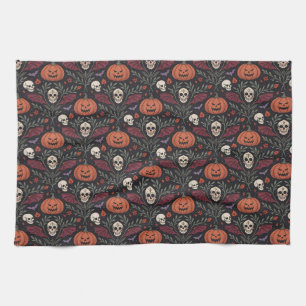Halloween Vibes Pattern Tea Towel