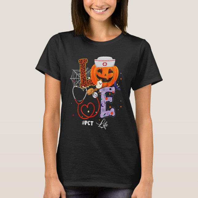 Halloween vibes PCT Life Pumpkin Nurse Outfit for  T-Shirt (Front)