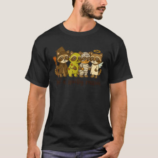 Halloween Vibes Racoon Spooky Mama Just A Spooky R T-Shirt