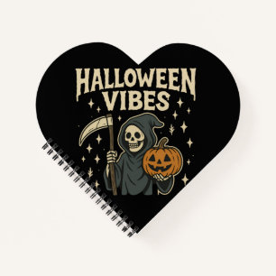 Halloween Vibes Reaper - Black Spiral Notebook
