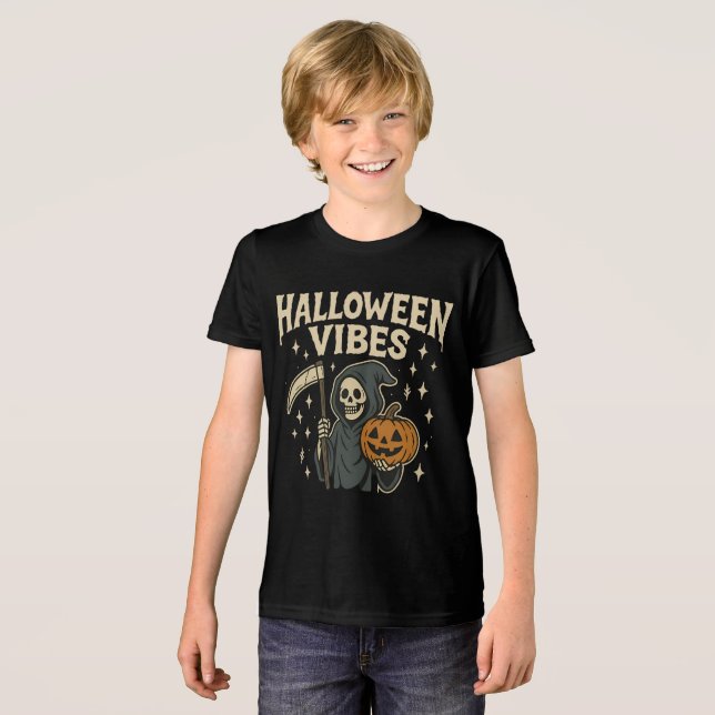 Halloween Vibes Reaper Tri-Blend Shirt (Front Full)