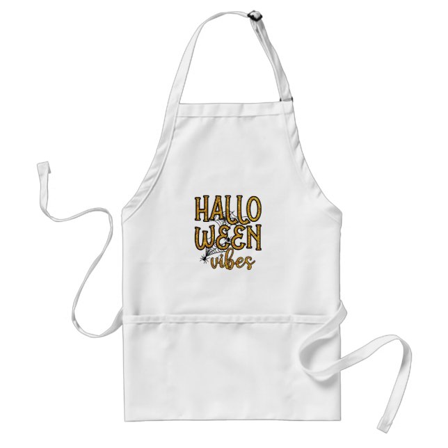 Halloween Vibes – Sparkly Gold Text Standard Apron (Front)