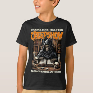 Halloween Vibes Spooky Reading Skeleton Witch Show T-Shirt