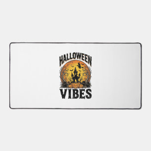 Halloween Vibes Vintage Haunted Moon Shirt Design_ Desk Mat
