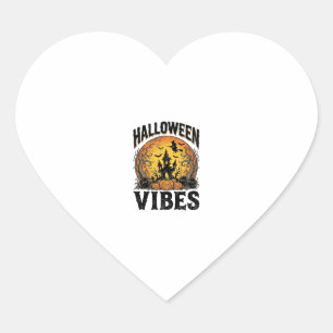 Halloween Vibes Vintage Haunted Moon Shirt Design_ Heart Sticker