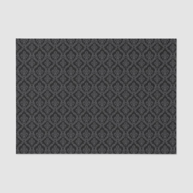 Halloween Victorian Black Brocade Damask Tissue Paper (Front)