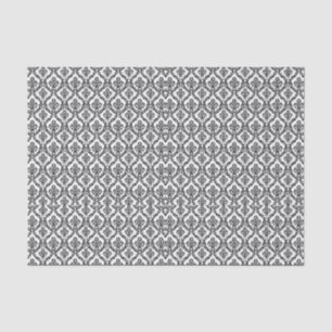Halloween Victorian Damask Brocade Black on White  Tissue Paper