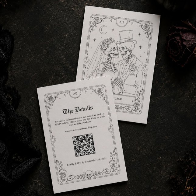 Halloween Victorian Gothic Wedding Details Qr Code Enclosure Card (Creator Uploaded)