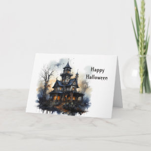 Halloween Victorian Haunted House Card