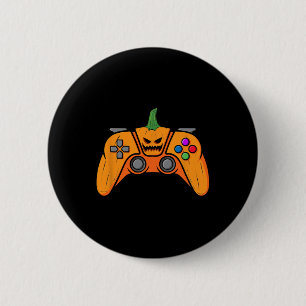Halloween Video Game Controller With Pumpkin Face 6 Cm Round Badge