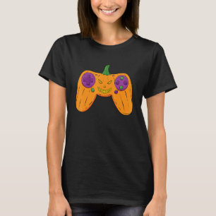 Halloween Video Game Controller With Pumpkin Face T-Shirt