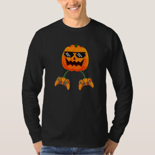 Halloween Video Game Controller With Pumpkin Face T-Shirt