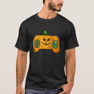 Halloween Video Game Controller With Pumpkin Face T-Shirt