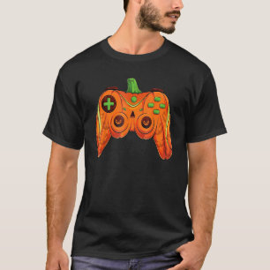 Halloween Video Game Controller With Pumpkin Face T-Shirt