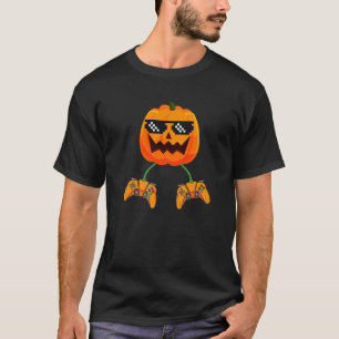 Halloween Video Game Controller With Pumpkin Face  T-Shirt