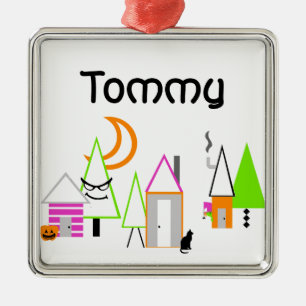 halloween village custom black orange purple metal tree decoration