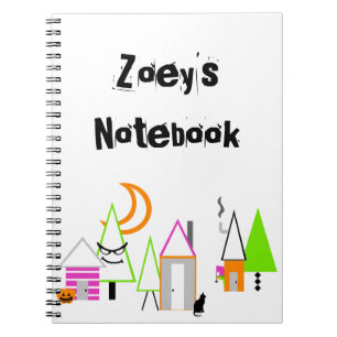 halloween village custom black orange purple spiral notebook