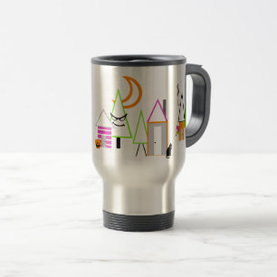 halloween village custom black orange purple travel mug