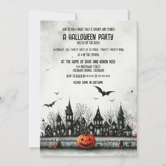Halloween Village Halloween Party Invitation (Front)