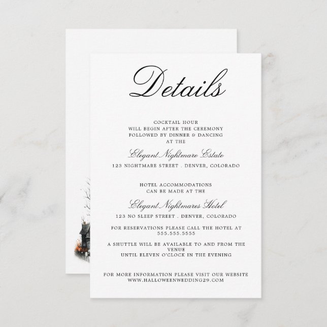 Halloween Village Wedding Enclosure Card (Front/Back)