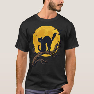 Halloween - Vintage Black Cat & Full Moon T-Shirt