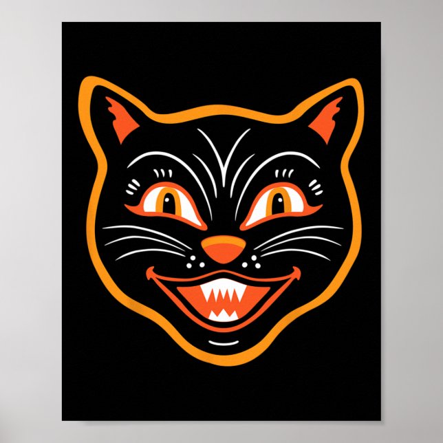 Halloween Vintage Black Cat  Poster (Front)