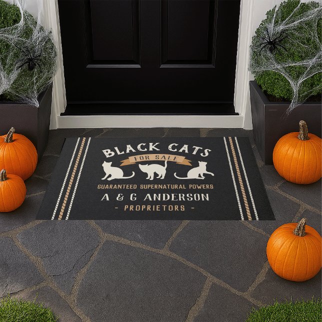 Halloween Vintage Black Cats Personalised Doormat (Creator Uploaded)