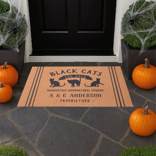 Halloween Vintage Black Cats Personalised Doormat (Creator Uploaded)