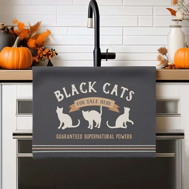 Halloween Vintage Black Cats Tea Towel (Creator Uploaded)