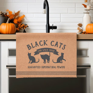 Halloween Vintage Black Cats Tea Towel