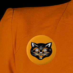 Halloween Vintage Cat Face 6 Cm Round Badge