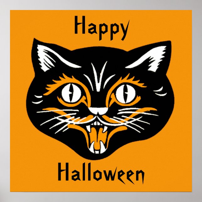 Halloween Vintage Cat Face Poster (Front)