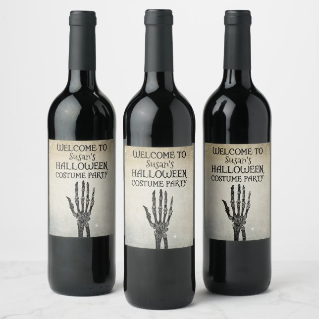 Halloween Vintage Costume Party Welcome Wine Label (Bottles)