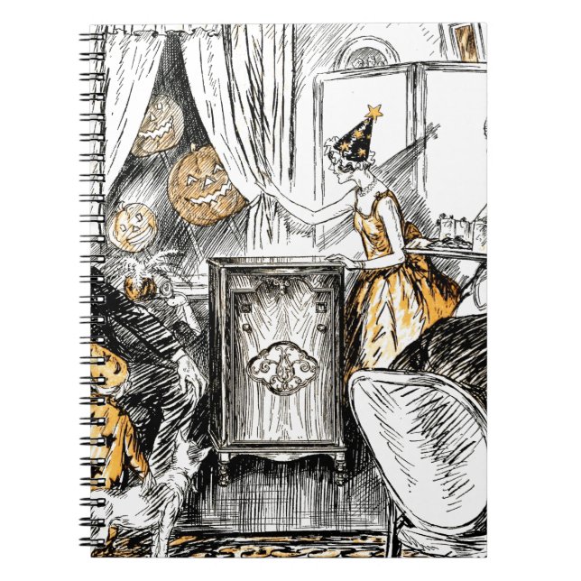 Halloween Vintage Flappers Spiral Notebook (Front)