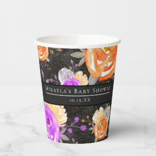 Halloween Vintage Floral Baby Shower  Paper Cups