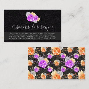 Halloween Vintage Floral Shower Books for Baby Enclosure Card