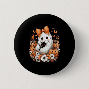 Halloween Vintage Ghost With Black Cat Pumpkin Flo 6 Cm Round Badge