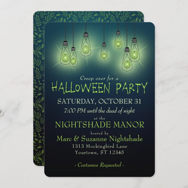 Halloween Vintage Glowing Lights Invitation (Front/Back)