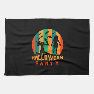 Halloween Vintage Halloween Party Tea Towel