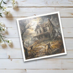 Halloween Vintage Haunted House Zombie Napkin