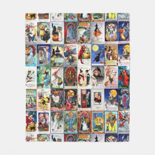 Halloween Vintage Postcard Fleece Blanket
